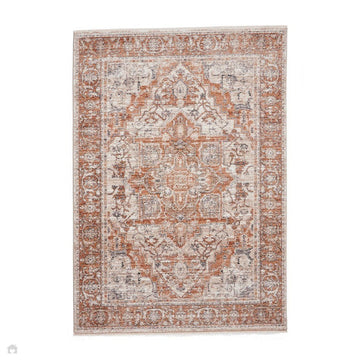 Vintage 35018 Traditional Distressed Heriz Medallion Border Soft-Touch Terracotta/Beige/Grey/Cream Rug-Think Rugs-Rug Love - The Most Loved Rug Store